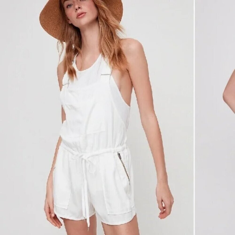 Aritzia Wilfred Beatriz Romper Shirt Overalls White Size Small